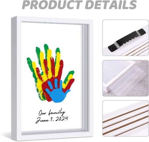 Yingsu Family Handprint Kit, Baby Hand and Footprint Kit DIY Handprint Keepsake Wooden Frame Gifts for New Parents for Grandparent Mother's Day Father's Day Christmas, 6 Non-Toxic Paint Colors in Saudi Arabia