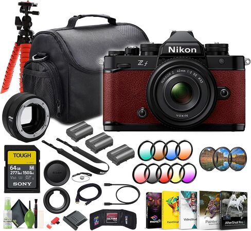 Nikon Zf 24.5 MP Full-Frame Mirrorless 4K Video Recording Camera with Special Edition Prime Lens NIKKOR Z 40mm f/2 (Red) + Nikon FTZ II Mount Adapter + 2X Rechargeable Battery ENEL15C (Renewed) in Saudi Arabia