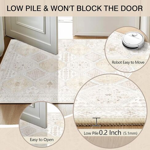 Area Rug 5x7 Bohemian Area Rugs Stain Resistant Washable Boho Rug Vintage Distressed Carpet Rugs Non Slip Low Pile Water Repellent for Living Room Bedroom Pink in Saudi Arabia