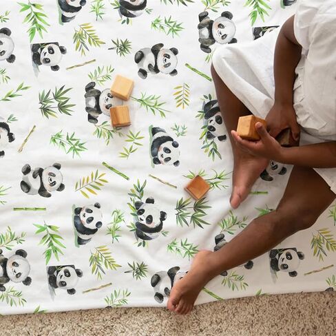 Watercolor Panda Green Leaves Baby Blanket for Girl Boy Cute Bear Soft Receiving Blankets Animal Fannel Swaddle Blanket for Infant Newborn Nursery Toddler Crib Bed Blanket Playmat 30x40 in Saudi Arabia