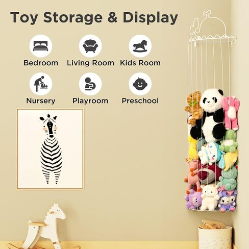 Stuffed Animal Storage,Stuffed Animal Holder with Adjustable Length,Corner Shelf for Kids Room Decor,Soft Toy Storage Organizer for Living Room,Bedroom,Nursery,Playroom,Kids Room in Saudi Arabia