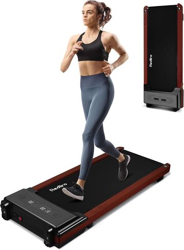 REDLIRO Walking Pad Treadmill with Incline - Wood Under Desk Treadmill for Office Home - Mini Treadmills with 265lbs Capacity - Portable Compact Jogging Machine with Remote Control - Installation-Free in Saudi Arabia