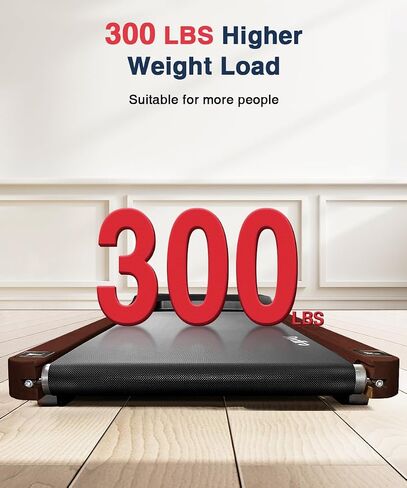 REDLIRO Walking Pad Treadmill with Incline - Wood Under Desk Treadmill for Office Home - Mini Treadmills with 265lbs Capacity - Portable Compact Jogging Machine with Remote Control - Installation-Free in Saudi Arabia