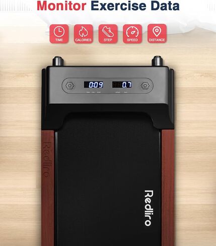 REDLIRO Walking Pad Treadmill with Incline - Wood Under Desk Treadmill for Office Home - Mini Treadmills with 265lbs Capacity - Portable Compact Jogging Machine with Remote Control - Installation-Free in Saudi Arabia