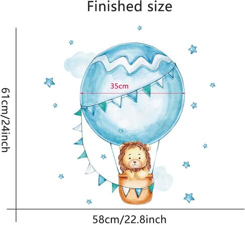 WAFT YEARN Waterproof Removable Vinyl PVC Hot Air Balloon Lion Safari Animal Star Wall Decal Wall Sticker Decor Nursery Kidsroom School Classroom Livingroom Bedroom Bathroom in Saudi Arabia