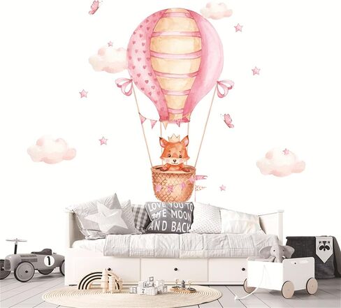 WAFT YEARN Waterproof Removable Vinyl PVC Hot Air Balloon Lion Safari Animal Star Wall Decal Wall Sticker Decor Nursery Kidsroom School Classroom Livingroom Bedroom Bathroom in Saudi Arabia
