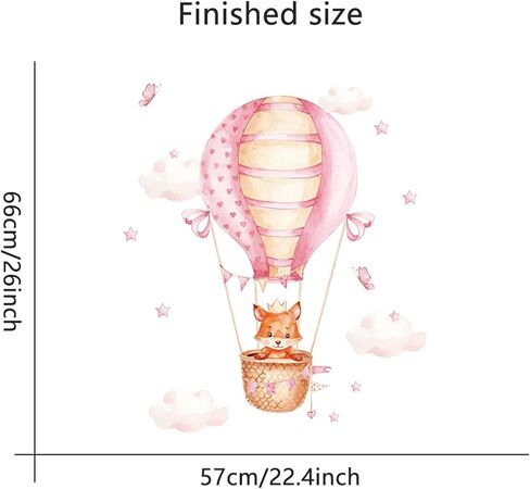 WAFT YEARN Waterproof Removable Vinyl PVC Hot Air Balloon Lion Safari Animal Star Wall Decal Wall Sticker Decor Nursery Kidsroom School Classroom Livingroom Bedroom Bathroom in Saudi Arabia