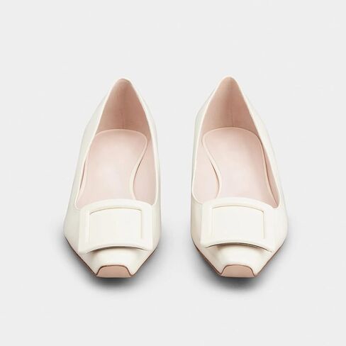 Women's Pumps Square Buckle Closed Toe Chunky Low Heels Rhinestones Low Heel Pumps Shoes Comfortable Slip On Office Shoes in Saudi Arabia