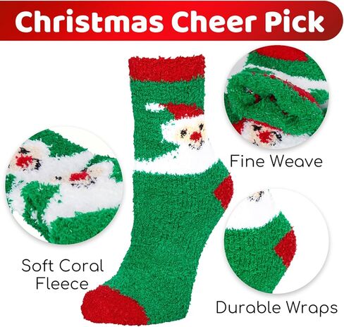 Christmas Gifts Stocking Socks for Women Girls -Fuzzy Socks Teens Fluffy Socks Warm Winter Fleece Cozy Socks 4 Piars in Kuwait