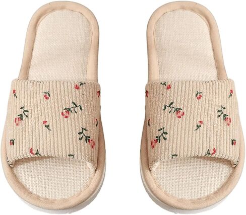 GORGLITTER Women's Floral Print Round Toe Flats Single Band Open Toe Indoor Outdoor Slippers in Saudi Arabia
