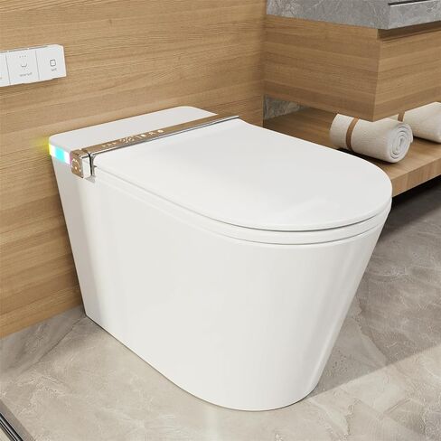 Dual Flush Elongated Standard One Piece Toilet with Comfortable Seat Height, Powerful & Quiet Dual Flush Modern Toilet, 12'' Rough-In, Glossy White，6636 in Saudi Arabia