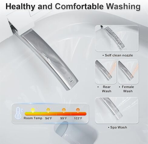 Dual Flush Elongated Standard One Piece Toilet with Comfortable Seat Height, Powerful & Quiet Dual Flush Modern Toilet, 12'' Rough-In, Glossy White，6636 in Saudi Arabia