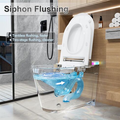 Dual Flush Elongated Standard One Piece Toilet with Comfortable Seat Height, Powerful & Quiet Dual Flush Modern Toilet, 12'' Rough-In, Glossy White，6636 in Saudi Arabia