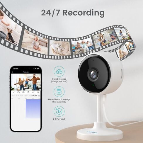 كاميرا داخلية litokam، كاميرات 2K لأمن المنزل مع رؤية ليلية، كاميرا للحيوانات الأليفة مع تطبيق الهاتف، كاميرا أمان داخلية، كشف الحركة، صوت ثنائي الاتجاه، كاميرات WiFi in Kuwait