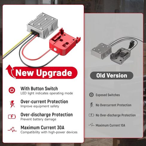 18V to 12V Step Down Converter for Milwaukee M18 Battery, DC Voltage Regulator 12V 20A 240W Automatic Buck Converter, Upgraded Power Wheel Battery Adapter with Overdischarge and Switch in Kuwait