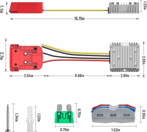 18V to 12V Step Down Converter for Milwaukee M18 Battery, DC Voltage Regulator 12V 20A 240W Automatic Buck Converter, Upgraded Power Wheel Battery Adapter with Overdischarge and Switch in Kuwait