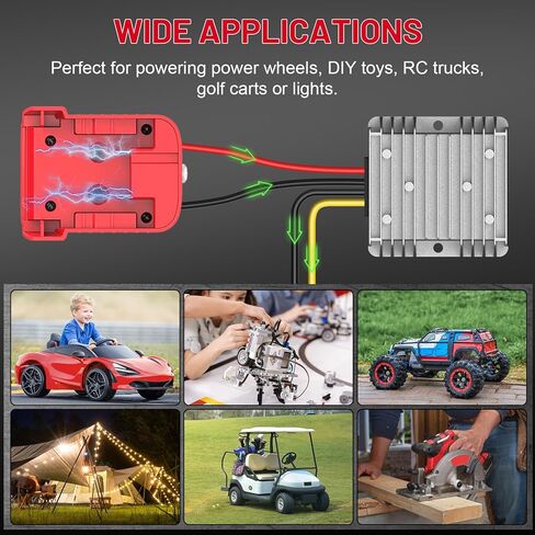 18V to 12V Step Down Converter for Milwaukee M18 Battery, DC Voltage Regulator 12V 20A 240W Automatic Buck Converter, Upgraded Power Wheel Battery Adapter with Overdischarge and Switch in Kuwait