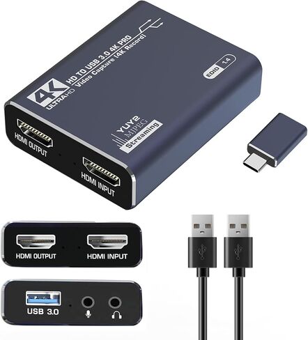 Capture Card, 4K Audio and Video Full HD 1080P HDMI USB 3.0 Video Capture Card for Streaming Video Recording, Suitable for Nintendo Switch/Camera/PS4/OBS/PS5/Xbox in Saudi Arabia