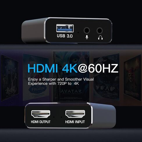 Capture Card, 4K Audio and Video Full HD 1080P HDMI USB 3.0 Video Capture Card for Streaming Video Recording, Suitable for Nintendo Switch/Camera/PS4/OBS/PS5/Xbox in Saudi Arabia
