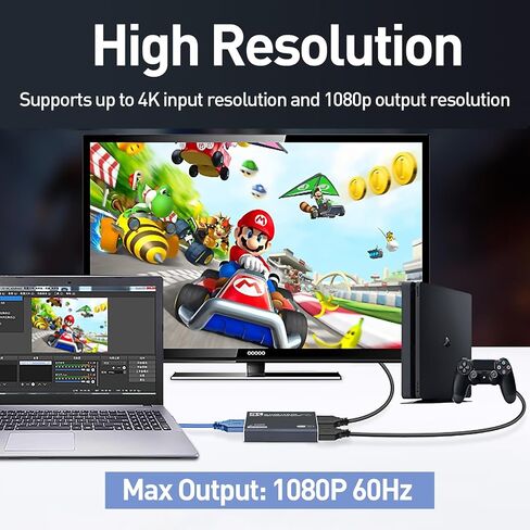 Capture Card, 4K Audio and Video Full HD 1080P HDMI USB 3.0 Video Capture Card for Streaming Video Recording, Suitable for Nintendo Switch/Camera/PS4/OBS/PS5/Xbox in Saudi Arabia