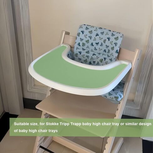 قطعتان من مفرش الكرسي العالي من السيليكون لكرسي Stokke Tripp Trapp، مفرش طاولة للكرسي العالي للأطفال الرضع والأطفال الصغار (أخضر غامق وأزرق مترب) in Kuwait