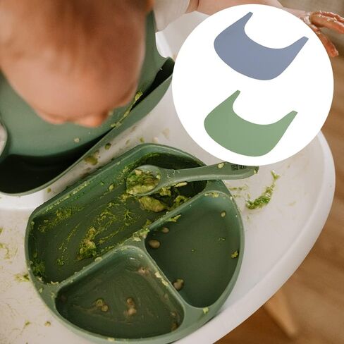 قطعتان من مفرش الكرسي العالي من السيليكون لكرسي Stokke Tripp Trapp، مفرش طاولة للكرسي العالي للأطفال الرضع والأطفال الصغار (أخضر غامق وأزرق مترب) in Kuwait