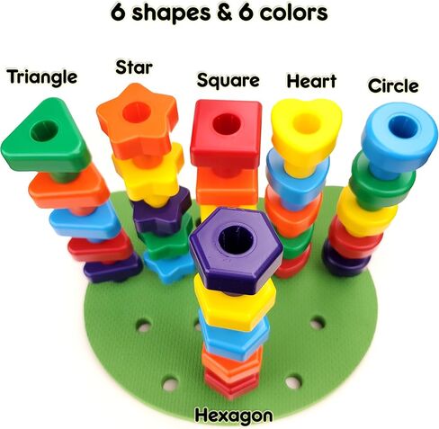 مجموعة ألعاب Pegboard للأطفال الصغار الجديدة والمحسنة - ألعاب حسية تعليمية للتكديس، أدوات تلاعب في الرياضيات مع كتاب إلكتروني لأنشطة التعلم in Kuwait