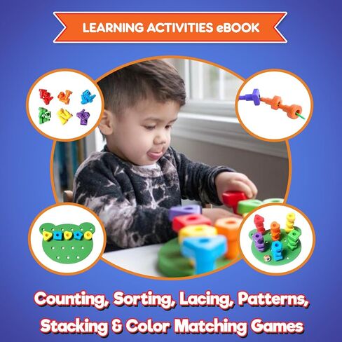 مجموعة ألعاب Pegboard للأطفال الصغار الجديدة والمحسنة - ألعاب حسية تعليمية للتكديس، أدوات تلاعب في الرياضيات مع كتاب إلكتروني لأنشطة التعلم in Kuwait