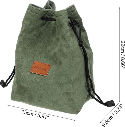 PATIKIL Camera Bag, Drawstring Pouch with Adjustable Shoulder Strap Portable Handbag for DSLR Camera, Green，Size M in Saudi Arabia