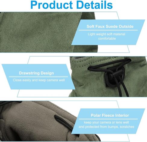 PATIKIL Camera Bag, Drawstring Pouch with Adjustable Shoulder Strap Portable Handbag for DSLR Camera, Green，Size M in Saudi Arabia