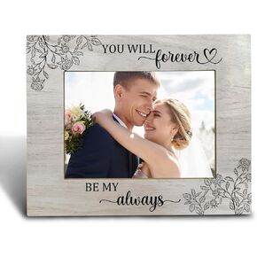 Wedding Picture Frame, Anniversary Wedding Engagement Gifts for Newlyweds Couples Bride and Groom, Just Married Gifts, Honeymoon Gifts, Rustic Wedding Decor 5x7 Photo Frame