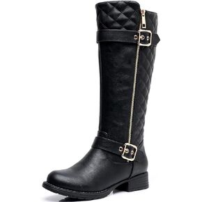 GLOBALWIN Women's Quilted Knee High Boots Low Heel Comfortable Fashion Dressy Riding Boots For Women