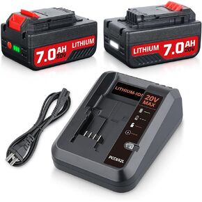 Replacement for Porter Cable 20V Battery PCC685L 7.0Ah and Compatible with Porter Cable 20v Battery Charger Combo PCC692L Charger PCC685L PCC685LP PCC680L PCC682L PCC640 20 Volt Tools