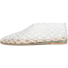 Jelly Mesh Ballet Flats for Women Fishnet PVC Clear Hollow Jellies Sandals Comfortable Beach Ballerina Flats Shoes