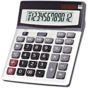 OFFIDIX Desk Calculator 12 Digits Extra Large LCD Display,Big Buttons Dual Power Solar Calculator for Office,Work,Business,Home and School