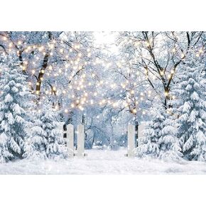 7x5FT Blue Winter Forest Scene Photography Backdrop Wonderland Snowflake Landscape Background for Christmas Xmax Family Holiday Party Decorations Supplies Banner Picture Photo Studio Props