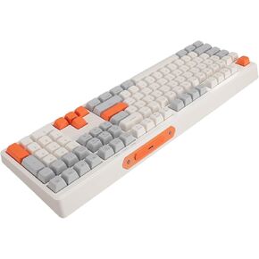Zunate RGB Backlit 108 Key Silent Computer Keyboard - 26 Keys Anti Ghosting, Multifunctional Keys Design, Stylish Appearance for Office Home (Grey White Orange)