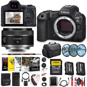 Canon EOS R5 Mark II Mirrorless Camera, 45MP, Full-Frame Hybrid Camera, 8K Video (6536C002) RF 16mm f/2.8 Lens (5051C002) + 64GB SF-M Tough Memory Card + Filter Kit + Bag + More (Renewed)