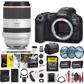 Canon EOS R5 Mark II Mirrorless Camera, 45MP, Full-Frame Hybrid Camera, 8K Video (6536C002) RF 70-200mm f/2.8L Lens + 64GB SF-M Tough Series Memory Card + Bag + More (Renewed)