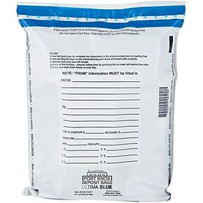 BankSupplies Ultima Value White Deposit Bags 9 x 12 Inches, Pack of 1000, Tamper Evident Tape, Captive Flap Closure, For Transit, Transfer, and Valuables
