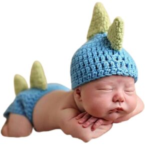 Newborn Photography Props Outfits Crochet Dinosaur Hat Diaper Cove Infant in Saudi Arabia