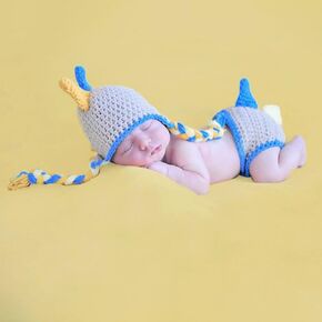Newborn Photography Props Outfits Cute Knit Dinosaur Hat Diaper Cove Infant Baby Boy Girl Photoshoot Props Costume