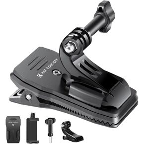 K&F Concept 360° Rotation Backpack Strap Quick Clip Mount for Hero 13/12/11/10/9/8/7/6/5/4 Black, DJI Osmo Action 5 Pro/4/3 and Other Action Camera