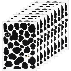 340Pcs Cow Print Stickers, Waterproof Cow Print Black Vinyl Self-Adhesive Decor Decals for Wall, Cars, Cups for Bedroom Living Room Bathroom Home Wall Decor