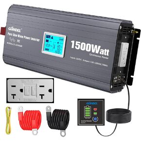 GIANDEL 2000Watt Pure Sine Wave Inverter 12V to 120 Vac with UL approved Fuses for RVs Off Grid Solar System Boat Camper with 20Amps Hardwire block and big LCD Display Type-C PD30W and Dual QC3.0 USB