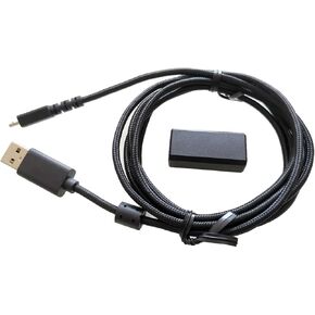 Durable Braided USB Charging Cable with USB to Micro Mouse Adapter for G502 Lightspeed Wireless Gaming Mice- Black Nylon-