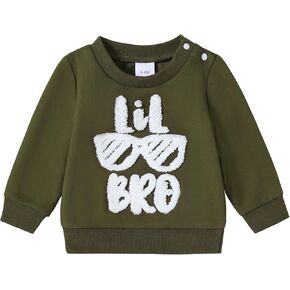 ZOEREA Toddler Baby Boy Clothes Little Big Brother Matching Outfits Fall Pullover Crewneck Embroidered Sweatshirt for 3M-5T