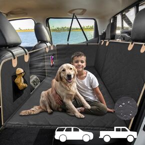 anngrowy XL Dog Seat Extender for Trucks Back Seat, Detachable Hard Bottom Seat Cover for Dogs Hammock Waterproof Seat Protector, Large Space Pet Travel Backseat Bed for F150/RAM1500/Silverado L-SUVs