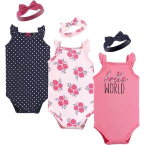 Hudson Baby girls Sleeveless Bodysuit and Headband SetBaby and Toddler T-Shirt Set