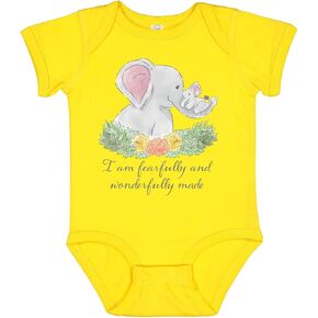 inktastic I Am Fearfully and Wonderfully Made Cute Elephants Baby Bodysuit